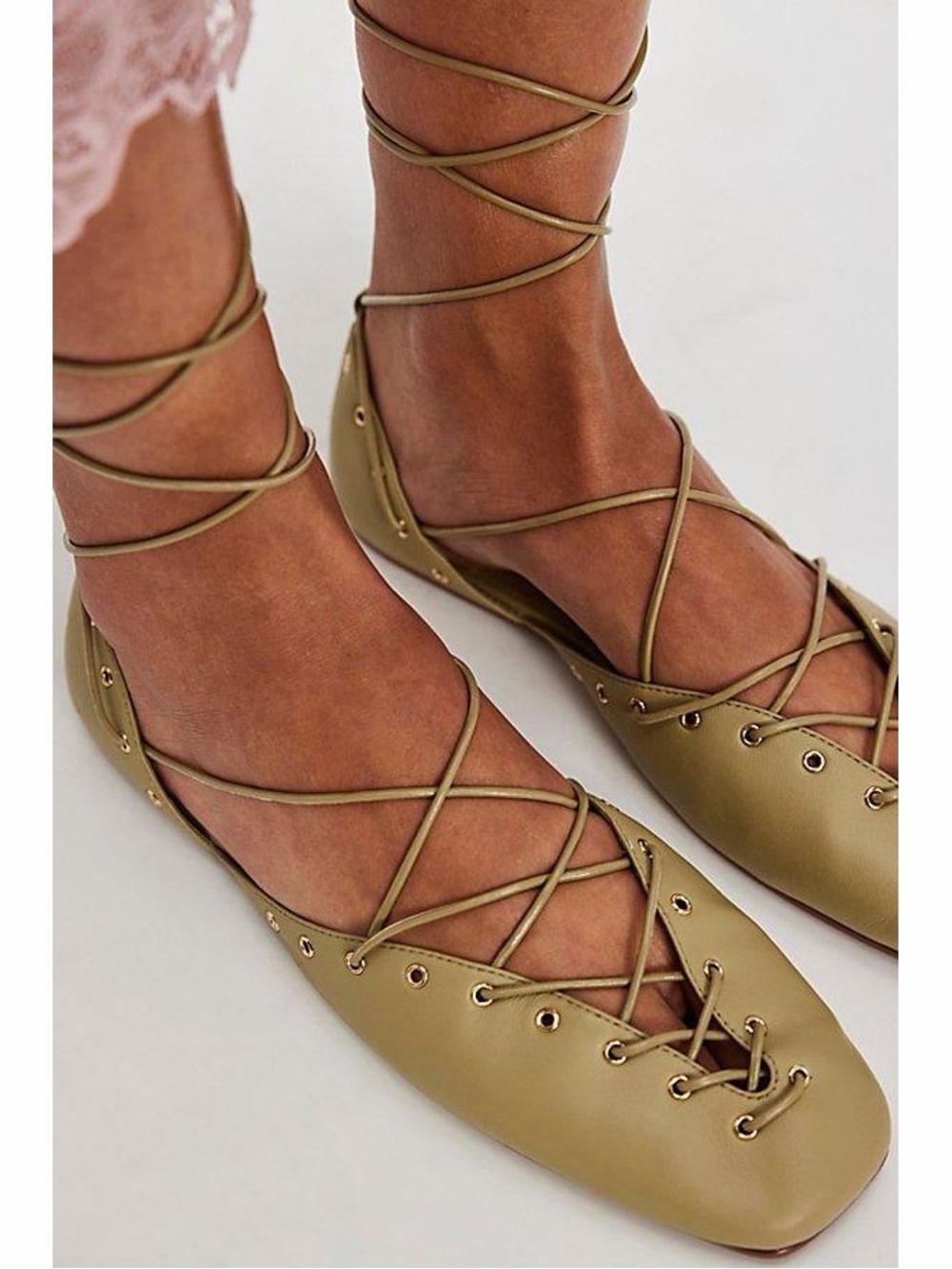 Jeffery Campbell x Free People Olive Laurel Lace-Up Ballet Flats